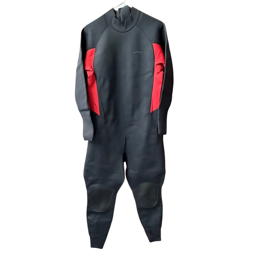 Dark Lightning Wetsuit Men 2XL Black Red Neoprene Full Body Back Zip Surfing